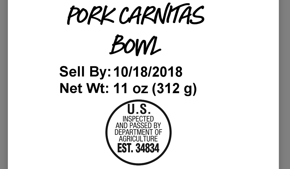 label Taylor Farms recalled carnitas bowls