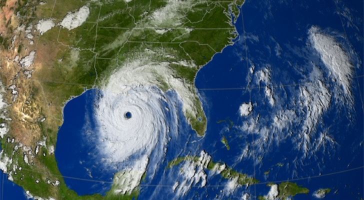 The eye of the storm Katrina on a map of the US