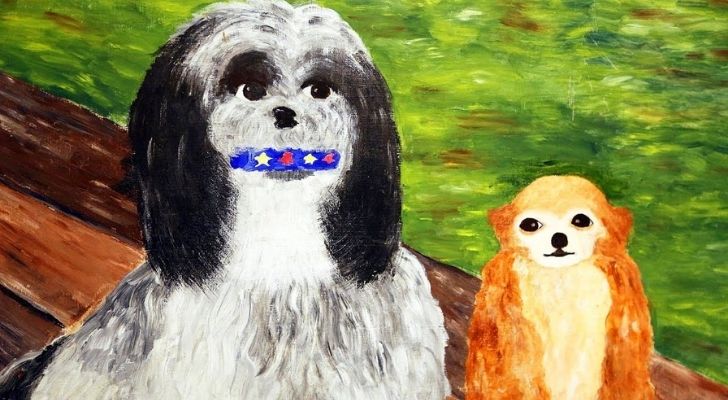 A painting of a dog at the Museum of Bad Art