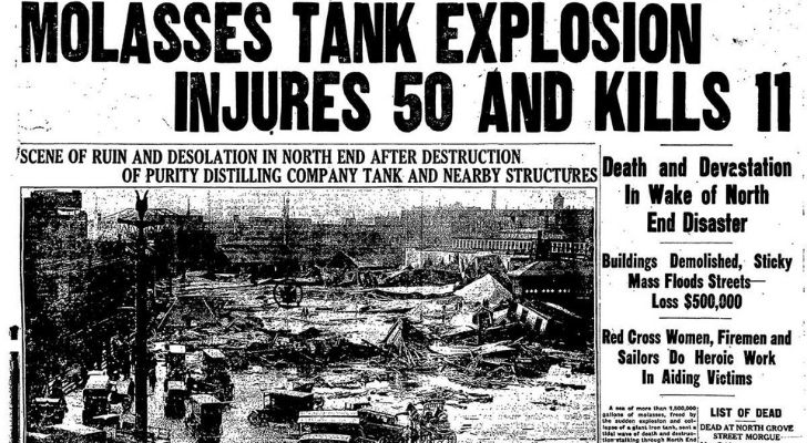 A news article about the molasses explosion of 1919
