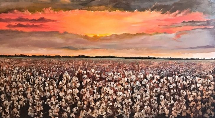 A painting of a cotton fields