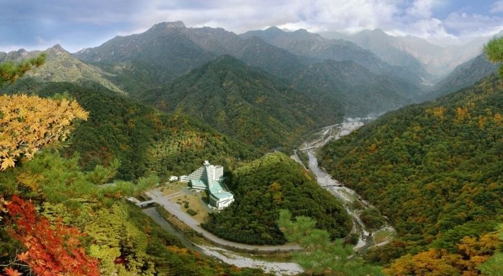 Luscious green mountains in North Korea