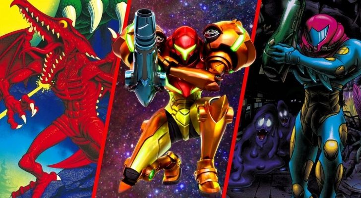 Three characters from Metroid