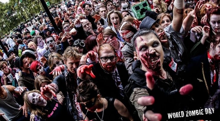 Lots of people celebrating Zombie Day